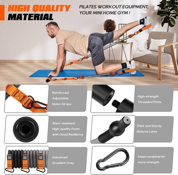 Pilates Bar Kit with Resistance Bands, Heavy Duty Pilates Equipment for Men, Strength Training Bar for Legs, Hip, Waist Back, Arm, Abs, Chest, Shoulders, Portable Home Gym Full Body Workout Equipment - Image 6