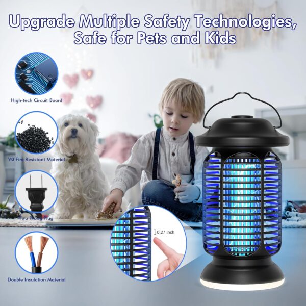 Bug Zapper Outdoor Indoor, Electric Fly Zapper with 2W LED Light, 18W Power & 4000V High-Voltage, Coverage Area of ​​1/2-1 Acre, Waterproof Mosquito Trap Control for Patio Backyard Garden - Image 5