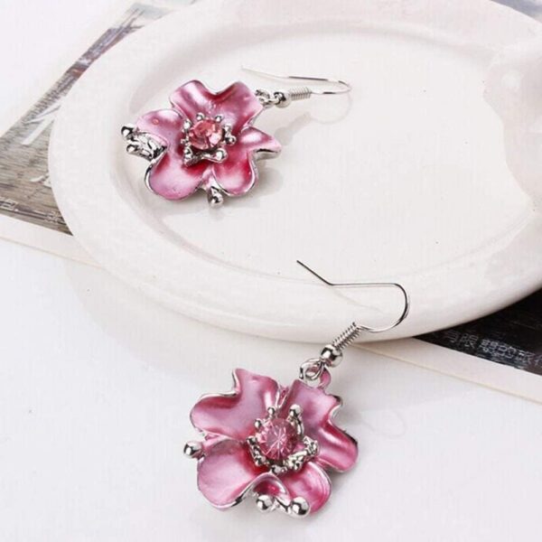 Women Multicolor Flower Rhinestone Inlaid Pendant Necklace Earrings Jewelry Set Stylish Durable and clever - Image 2