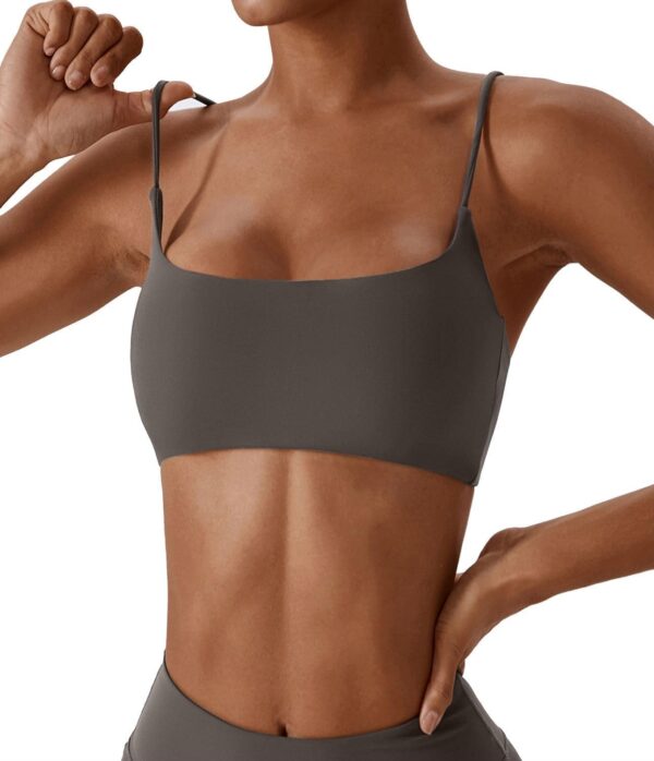 Comper Women's Sports Bras Wirefree Racerback Workout Bras Sexy Thin Straps Yoga Sport Bras with Removable Pads - Image 4
