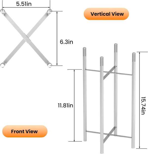 Sail Shade Pole Rebar Cage Base Frame 15.74in, The Rebar Cage Heavy Duty to Support The Sun Shade Sail Poles, Shade Sail Pole Kit for Outdoor, Backyard, Garden, Patio, Soil, Concrete - Image 2