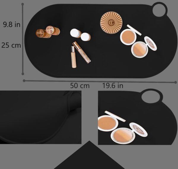 Durable Silicone Vanity Makeup Mat - Heat Resistant, Portable, and Protective | Perfect for Travel and Daily Vanity Surface Protection (Black) - Image 4