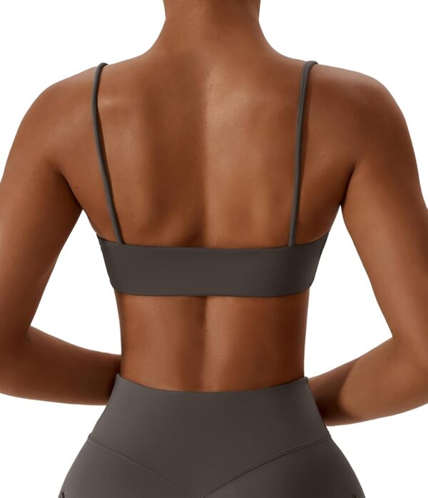 Comper Women's Sports Bras Wirefree Racerback Workout Bras Sexy Thin Straps Yoga Sport Bras with Removable Pads - Image 3