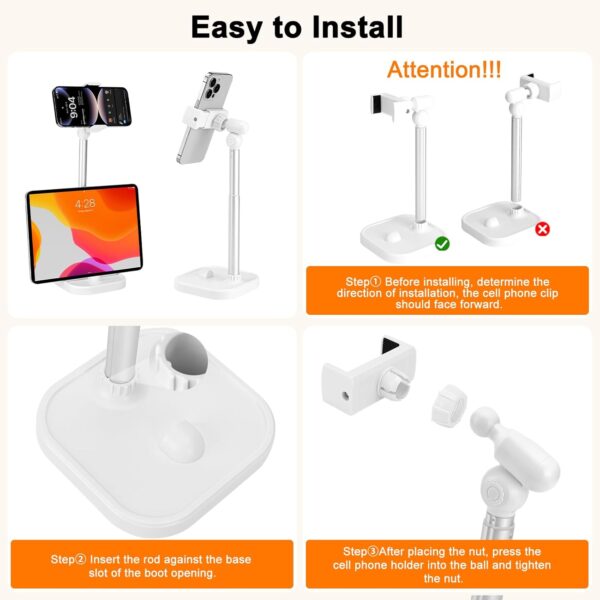2-in-1 Cell Phone Stand,Phone Stand for Desk,Cellphone Cradle Desktop Dock Compatible Phone and iPad Office Desk Accessories,Desk iPhone and Tablet Stand for Women Men Mom Wife - Image 5