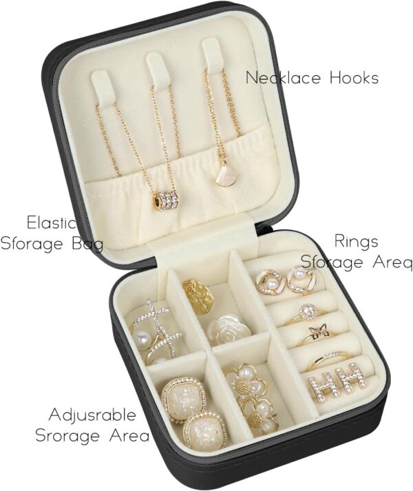Travel Jewelry Case, Travel Jewelry Box, Mini Jewelry Travel Case, Jewelry Organizer Case, Portable Small Jewelry Organizer Storage Boxes - Best Gift for Women Girls. - Image 4