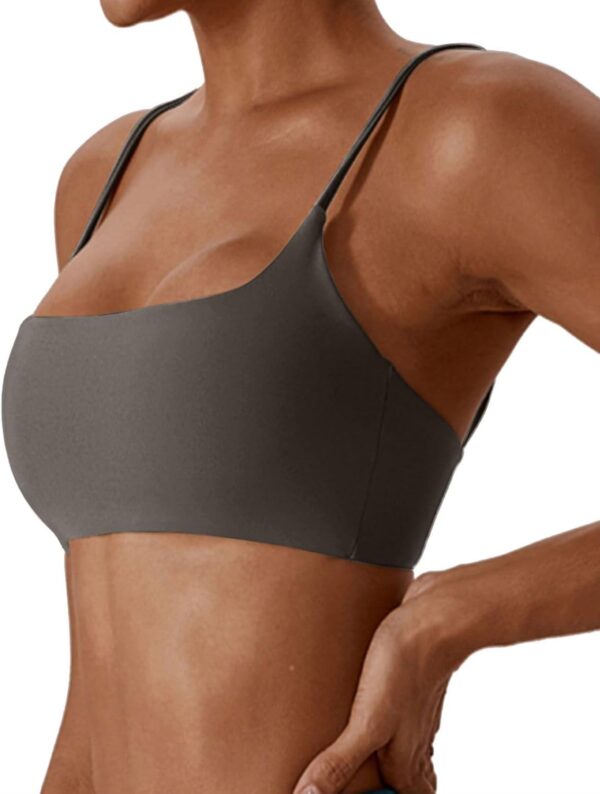Comper Women's Sports Bras Wirefree Racerback Workout Bras Sexy Thin Straps Yoga Sport Bras with Removable Pads