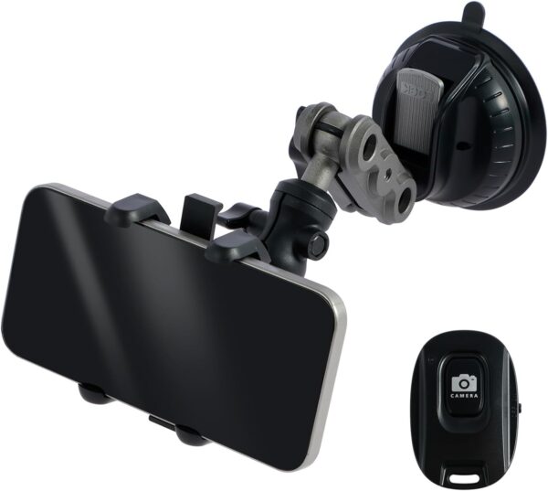 Car Phone Holder 360° Rotating Suction Cup Car Phone Mount with Telescopic Arm Universal Cell Phones Bracket Stable Dash Stand Mobile Phones Bracket for Dashboard Windshield