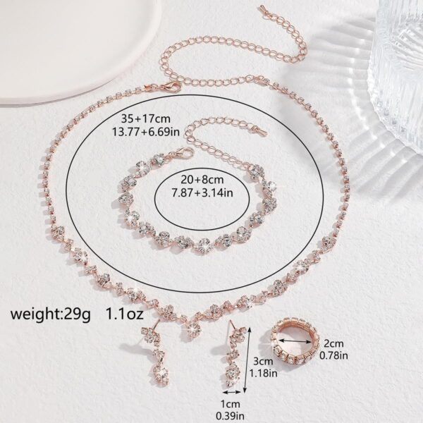 Prom Earrings Necklace Bracelet Set Elegant Crystal Necklace Earrings Bracelet Bridal Wedding Prom Costume Jewelry Sets for Women - Image 6