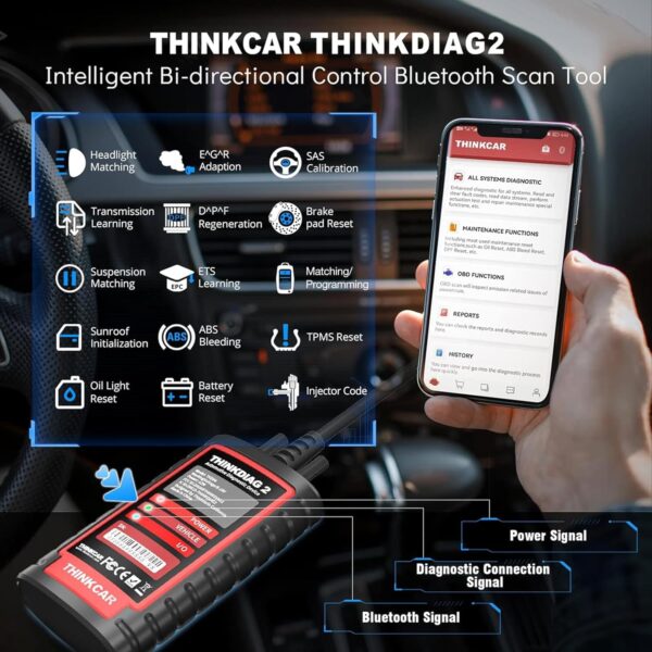 Thinkdiag2 All System Bidirectional Control OBD2 Diagnostic Scanner for iOS & Android, Bluetooth Scan Tool with CAN-FD Protocol, AutoVIN, Active Test, 15+ Reset Functions, ECU Coding, 1 Year Fr-ee - Image 5