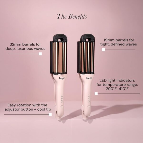 L'ANGE Hair VersaWaver Adjustable Titanium Waver | Pick 19mm or 32mm Waves with 1 Tool | Titanium 3-Barrel Waving Tool | Cool Tip Also Rotates Barrel to Change Wave Lengths (Blush) - Image 5