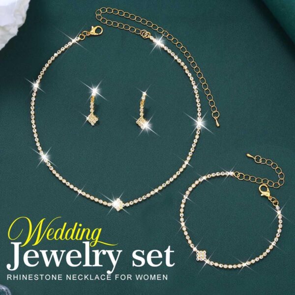 GORAIS Gold Wedding Bridal Jewelry Sets Rhinestone Necklace Set Formal Costume Jewelry for Women and Brides - Image 3