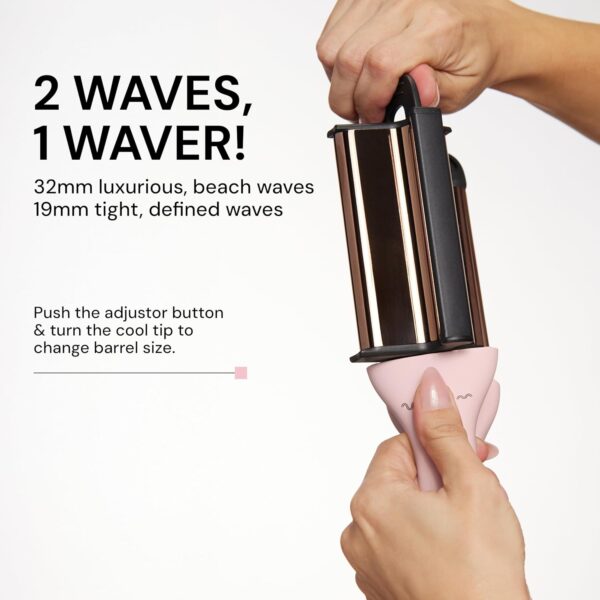 L'ANGE Hair VersaWaver Adjustable Titanium Waver | Pick 19mm or 32mm Waves with 1 Tool | Titanium 3-Barrel Waving Tool | Cool Tip Also Rotates Barrel to Change Wave Lengths (Blush) - Image 3
