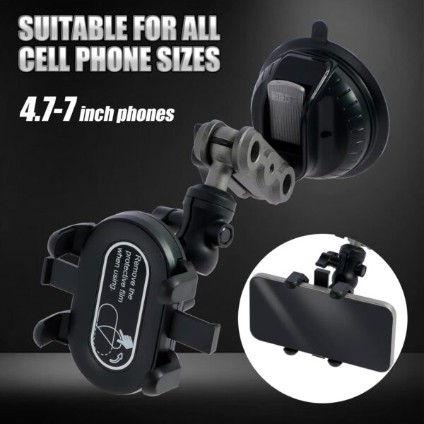 Car Phone Holder 360° Rotating Suction Cup Car Phone Mount with Telescopic Arm Universal Cell Phones Bracket Stable Dash Stand Mobile Phones Bracket for Dashboard Windshield - Image 4