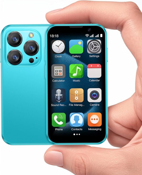 Mini Phone XS18Pro 3.0 Inch HD 2GB+16GB 3.0 Inch HD Quad Core Dual Sim Card Child Mobile Phone Android Kids Super Small 3G Mobile Mini Smartphone Student Pocket Cellphone(Sea Blue)
