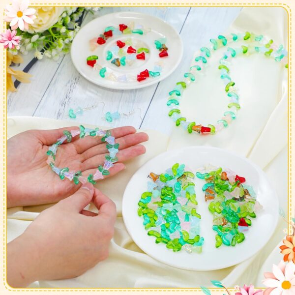 320 Pcs Colorful Translucent Tulip Flower Beads Handcrafted Tulip Glass Spacer Bead Crystal Loose Glass Flower Beads for Jewelry Making Earring Bracelet DIY Craft Spring Summer Gifts (Cute) - Image 4