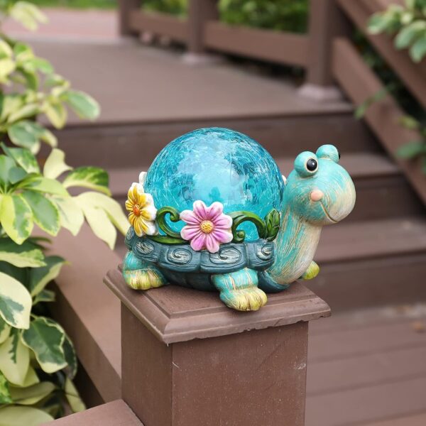 Afirst Garden Turtle Statue Outdoor Decor - Resin Outdoor Figurine Glass Solar Lights Indoor Outdoor Decorations Patio Lawn Yard Art Ornaments - Image 8