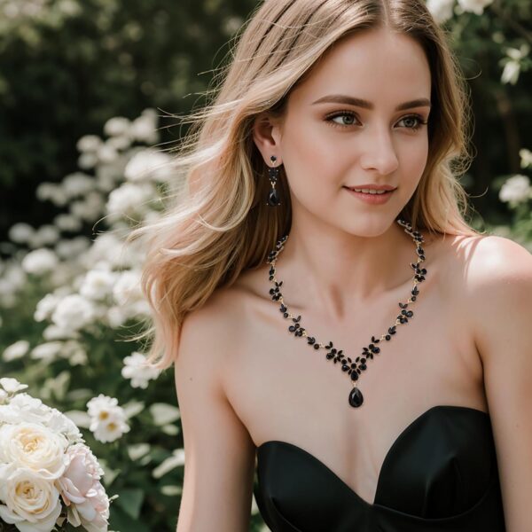 BriLove Wedding Jewelry Set for Women Bride, Y-Necklace Tennis Bracelet Dangle Earrings Crystal Teardrop Marquise Cluster for Bridal Bridesmaid - Image 4