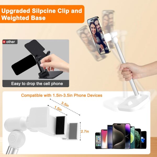 2-in-1 Cell Phone Stand,Phone Stand for Desk,Cellphone Cradle Desktop Dock Compatible Phone and iPad Office Desk Accessories,Desk iPhone and Tablet Stand for Women Men Mom Wife - Image 4
