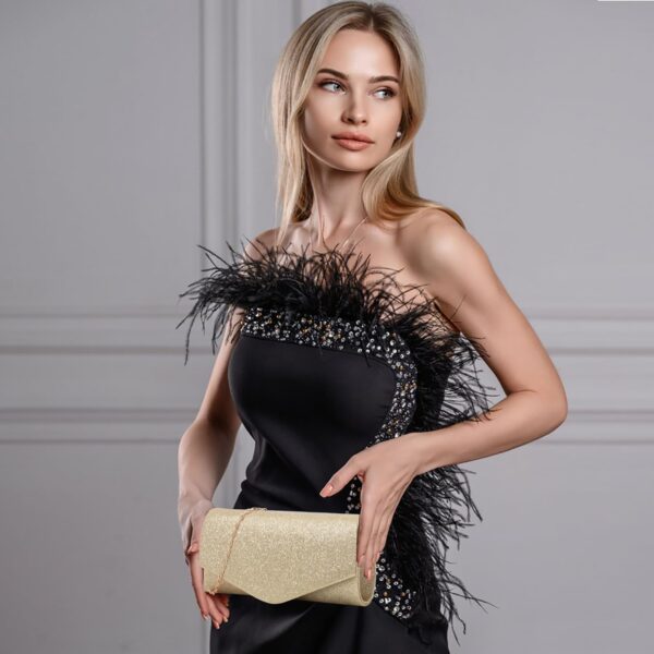 Clutch Purse Jewelry Set for Women Evening Bags Silver Gold Rhinestone Crystal Necklace Earrings Bracelet Set Formal Wedding Bridal Accessories Jewelry for Prom - Image 6