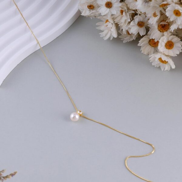 Pearl Necklaces for Women, Dainty Gold Necklace 14K Gold Plated Charm CZ Pearl Pendant Necklace Simple Gold Pearl Choker Necklaces for Women Trendy Wedding Womens Jewelry - Image 6