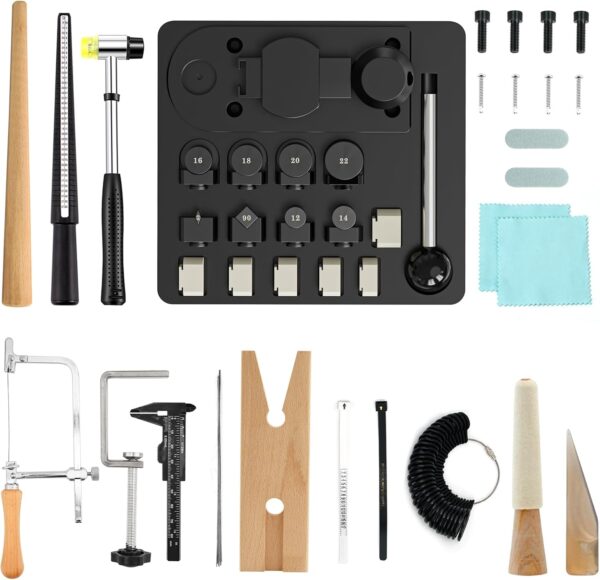 GAXPAK Ring Bender Tool Ring Bending Tool, Spoon Ring Maker Machine Jewelry Making Kit with Nylon Dies, Complete Ring Bending Tool Set Ring Measuring Kit Ring Making