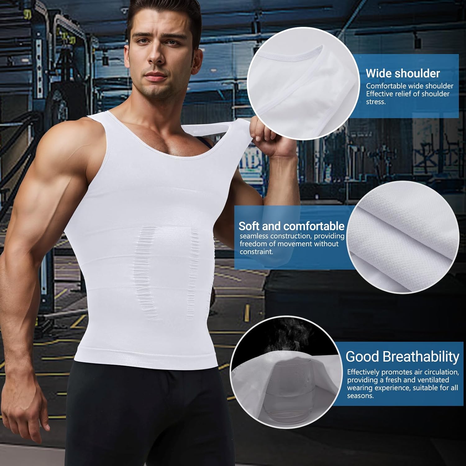 Slimming Undershirt Shapewear Gynecomastia Compression Shirt Men Body Shaper - Image 4