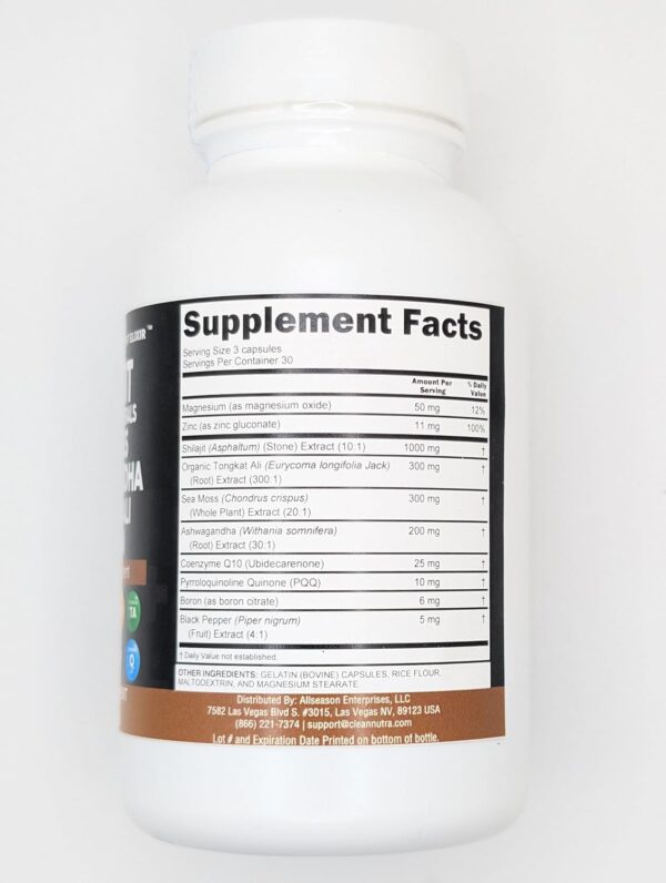 Clean Nutraceuticals Shilajit Supplement for Men with Sea Moss, Tongkat Ali, Ashwagandha, Boron, Zinc, CoQ10, PQQ - Fulvic Acid Capsules - Energy Support - 90 Count - Resin, Gummy & Powder Alternative - Image 6