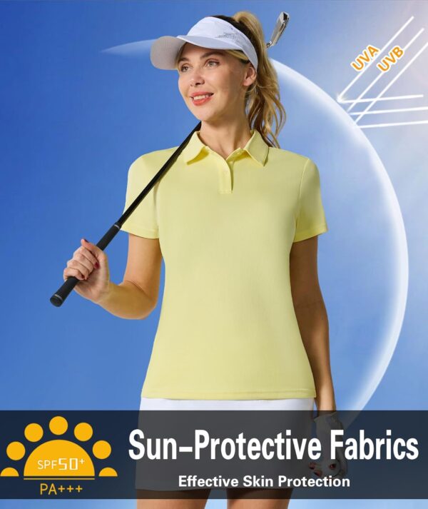 Casei Womens Polo Shirts Golf Shirts Quick Dry Moisture Wicking Black and White Polo Shirt - Image 2