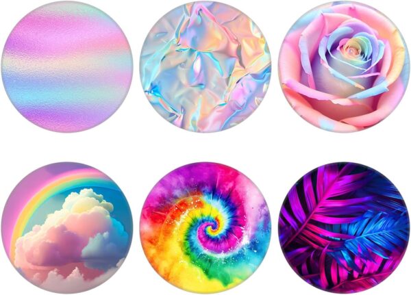 (6 Pack) Collapsible Cell Phone Stand for Smartphones,Expanding Cellphone Holder for Phone - Colorful Pink Rose