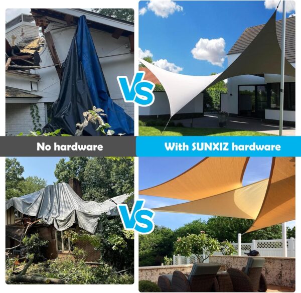 57Pcs Sun Shade Sail Hardware Kit 6 inch with 4Pcs 13Ft Wire Cable for Triangle Rectangle Sunshade 304 Stainless Fixing Accessories Installation Awning Attachment Set for Garden Patio Outdoor - Image 7