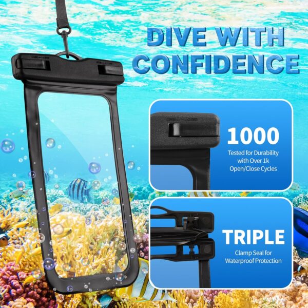 2 Pack IP68 Waterproof Phone Pouch, Floating Waterproof Phone Case with Lanyard for iPhone 15 14 13 12 Pro Max, Galaxy 21 up to 7.0", Waterproof Case Cellphone Dry Bag for Beach Swimming Travel - Image 4
