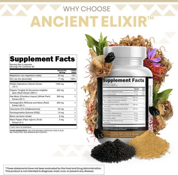 Clean Nutraceuticals Shilajit Supplement for Men with Sea Moss, Tongkat Ali, Ashwagandha, Boron, Zinc, CoQ10, PQQ - Fulvic Acid Capsules - Energy Support - 90 Count - Resin, Gummy & Powder Alternative - Image 3