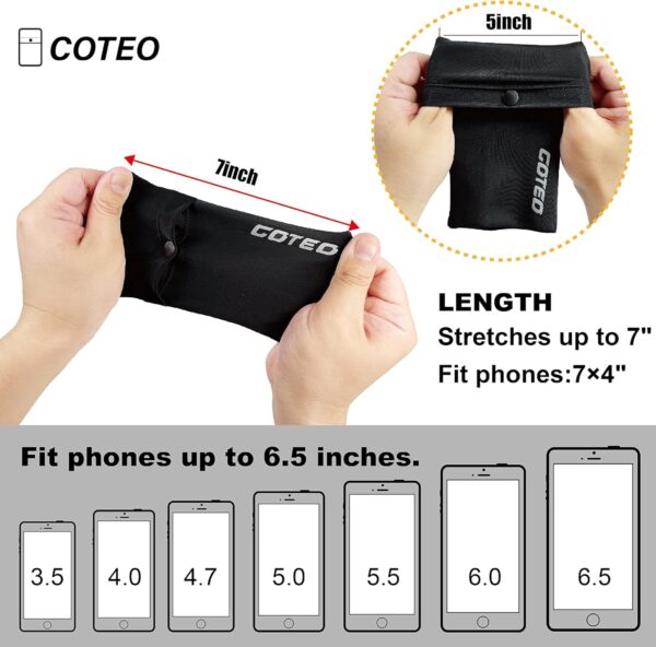 Arm Band for Phone Running Safety Wrist Wallet Wristband Pouch Bag Cell Phone Holder iPhone Armband for Running Workout Walking Hiking (Black, Large: Left) - Image 4