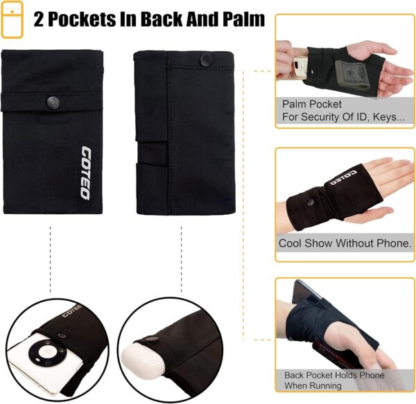 Arm Band for Phone Running Safety Wrist Wallet Wristband Pouch Bag Cell Phone Holder iPhone Armband for Running Workout Walking Hiking (Black, Large: Left) - Image 3