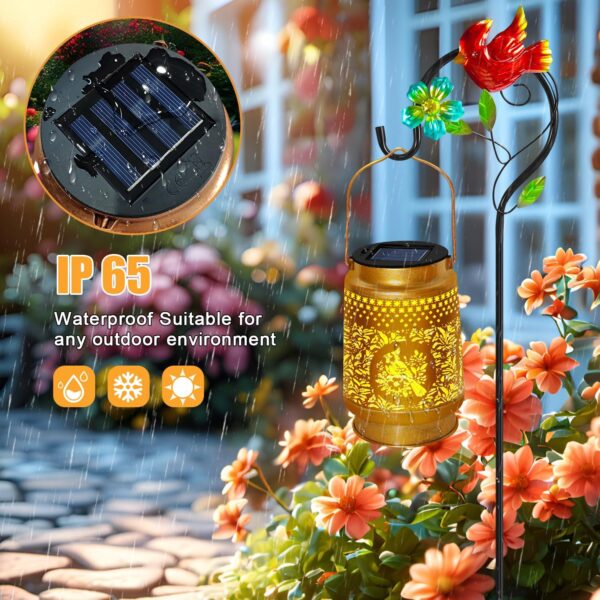 TEDOF Cardinal Solar Lanterns Outdoor Waterproof,Cardinal Mothers Day Gifts for Women,Men,Metal Solar Garden Lights for Yard,Patio,Lawn,Tabletop,Pathway,Landscape,Garden - Image 5