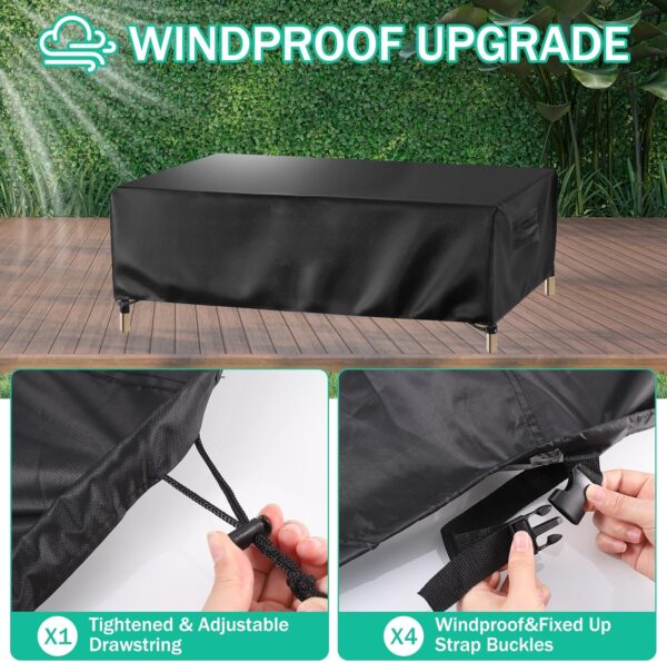 Garden Furniture Cover, 180X120X74cm Patio Furniture Covers Waterproof, Outdoor Furnitures Covers 420D Heavy Duty Oxford Fabric Outdoor Patio Table Cover for Garden Sofa Table Chair Set - Image 3