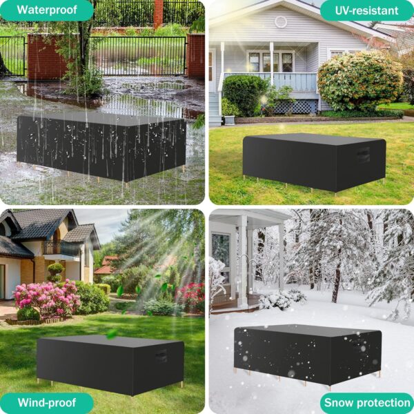Garden Furniture Cover, 180X120X74cm Patio Furniture Covers Waterproof, Outdoor Furnitures Covers 420D Heavy Duty Oxford Fabric Outdoor Patio Table Cover for Garden Sofa Table Chair Set - Image 7