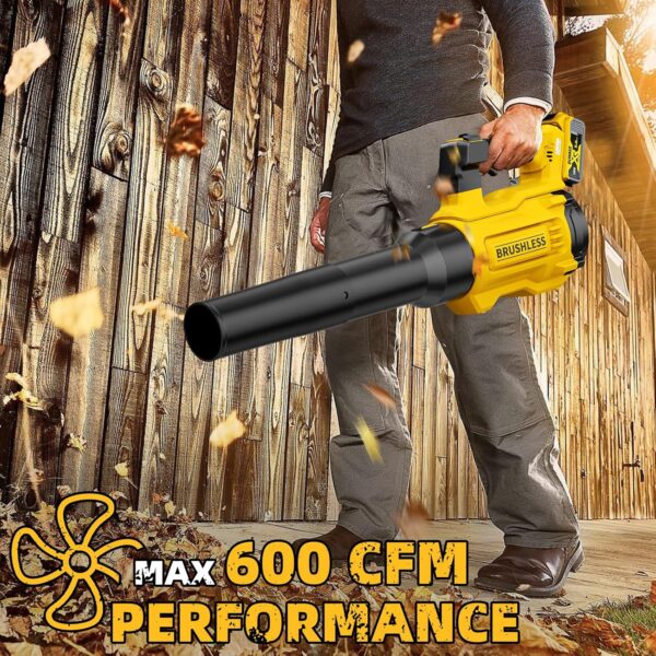Cordless Leaf Blower with Turbo Boost 600-CFM 125-MPH Compatible with DeWALT 20V Max Battery, Variable Trigger, Brushless Moter for Driveway, Patio, Yard, Tool Only-Battery and Charger not Included - Image 3
