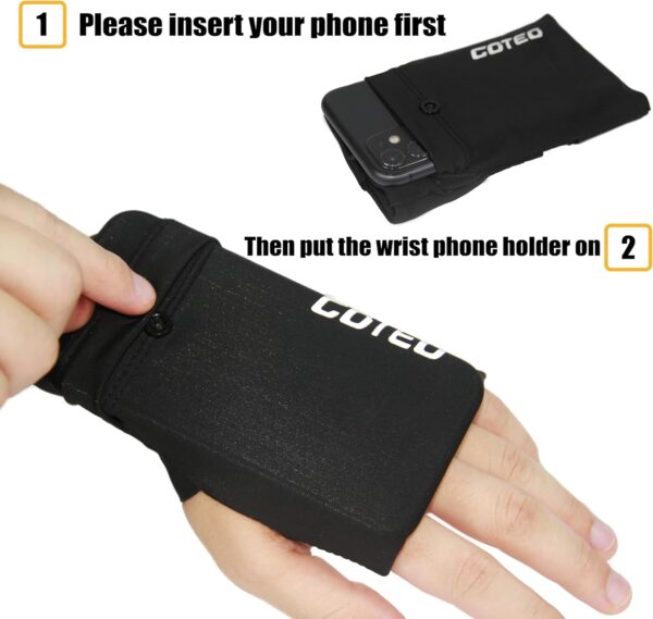 Arm Band for Phone Running Safety Wrist Wallet Wristband Pouch Bag Cell Phone Holder iPhone Armband for Running Workout Walking Hiking (Black, Medium: 2Left) - Image 2