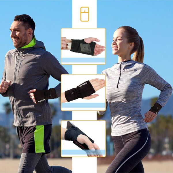 Arm Band for Phone Running Safety Wrist Wallet Wristband Pouch Bag Cell Phone Holder iPhone Armband for Running Workout Walking Hiking (Black, Medium: 2Left) - Image 6