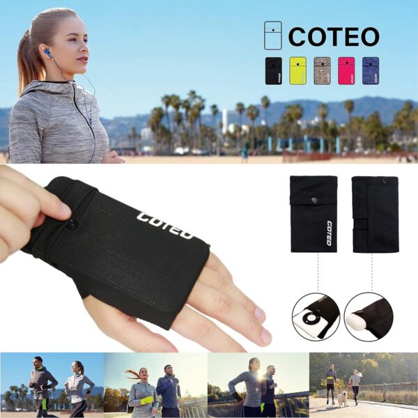 Arm Band for Phone Running Safety Wrist Wallet Wristband Pouch Bag Cell Phone Holder iPhone Armband for Running Workout Walking Hiking (Black, Medium: 2Left) - Image 7