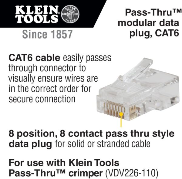 Klein Tools 80072 RJ45 Cable Tester Kit with LAN Scout Jr. 2, Coax Crimper / Stripper / Cutter Tool and 50-Pack Pass-Thru Modular Data Plugs - Image 4