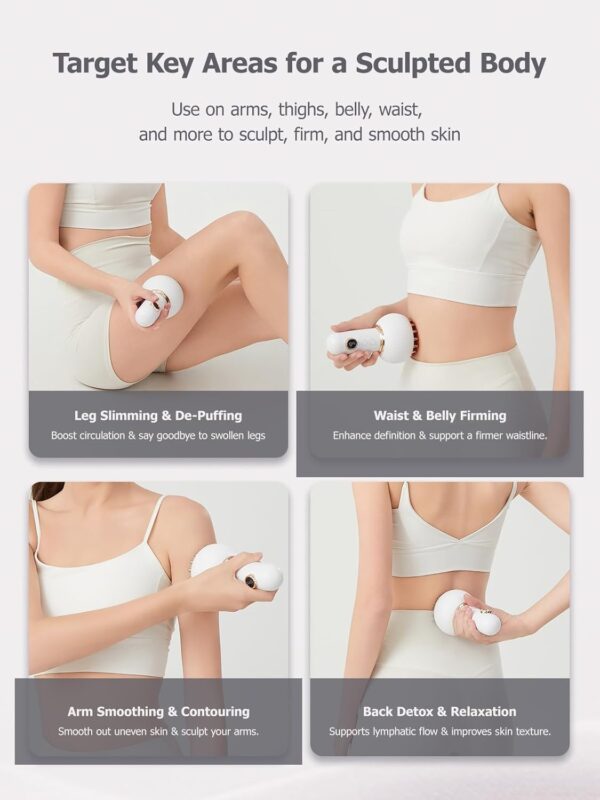 Lymphatic Drainage Massager & Anti Cellulite Massage Tool, Helps Reduce Stretch Marks & Cellulite, for Legs, Arms & Belly, Body Sculpting Machine with Microcurrent, Light, Heat & Vibration - Image 4