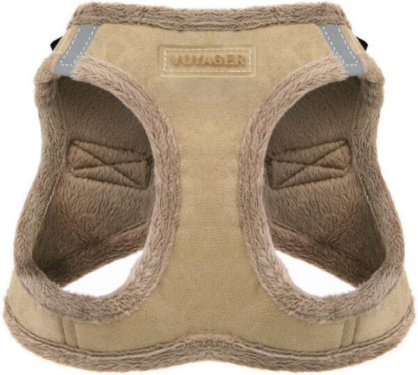 Voyager Step-in Plush Dog Harness – Soft Plush, Step in Vest Harness for Small and Medium Dogs by Best Pet Supplies - Latte Suede, S (Chest: 14.5-16")