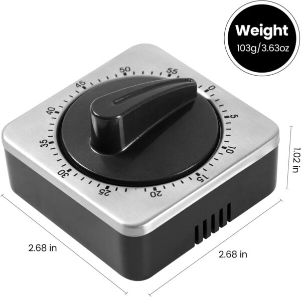 Kitchen Timers for Cooking, Chef Cooking Timer Clock with Loud Alarm,100% Mechanical Desk Timer - No Batteries Required - Magnetic Backing, Exquisite Stainless Steel Body - Countdown Reminder Magnetic - Image 6