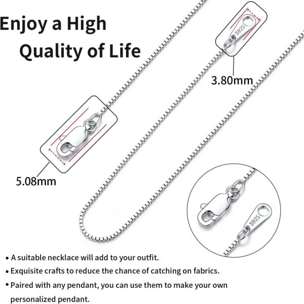 Jewlpire Solid 18K Gold Over 925 Sterling Silver Chain Necklace for Women Girls, 0.8mm Box Chain Lobster Claw Clasp-Super Thin & Strong Necklace Chain 16/18/20/22/24 Inch - Image 4