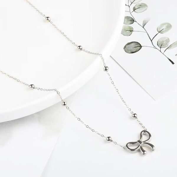 Bow Necklace Earrings Bracelet Set Bow Jewelry Set for Women Bowknot Pendant Chain Necklace Ribbon Stud Earrings Coquette Stuff Accessories Christmas Gifts - Image 3