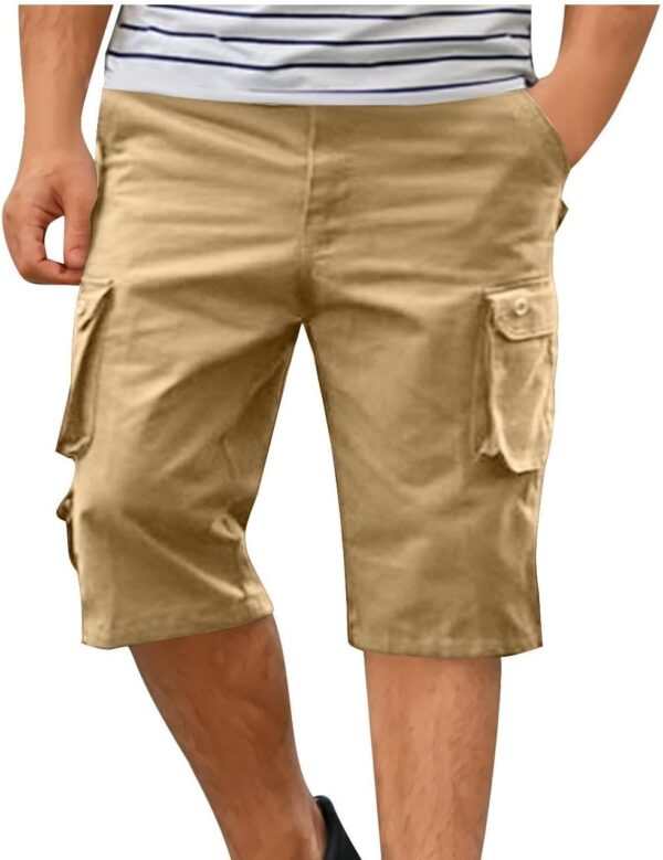 Men Cotton Cargo Shorts with Pockets Plus Size Solid Tactical Summer Outdoor Sports Hiking Work Short Pants Athletic