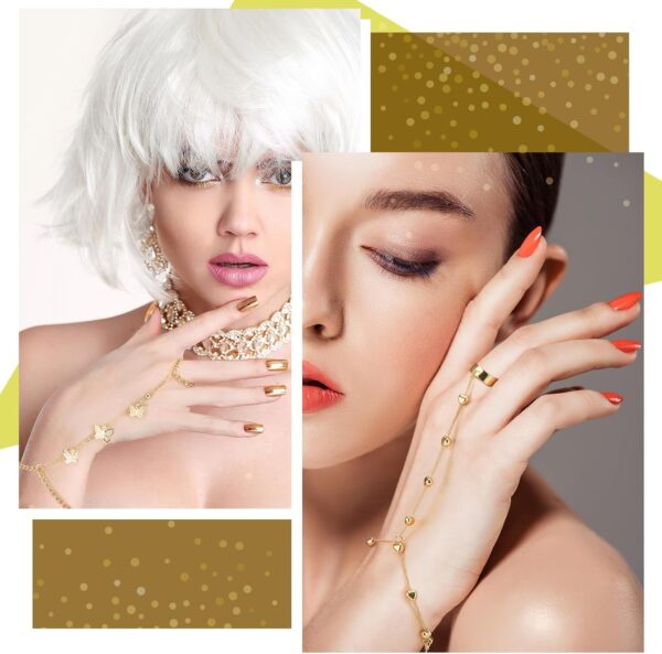Fumete 6 pcs Finger Ring Bracelet Linked Rhinestone Hand Harness Chain Slave Bracelet with Ring Everyday Jewelry for Women - Image 4