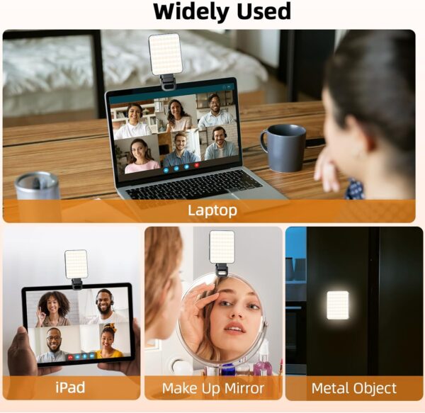 Magnetic Selfie Light for Cell Phone, gliship 128 Led Selfie Light Compatible with Magsafe Rechargeable Portable Clip Fill Light with 3 Lights Modes for Phone Camera Laptop Camera - Image 6